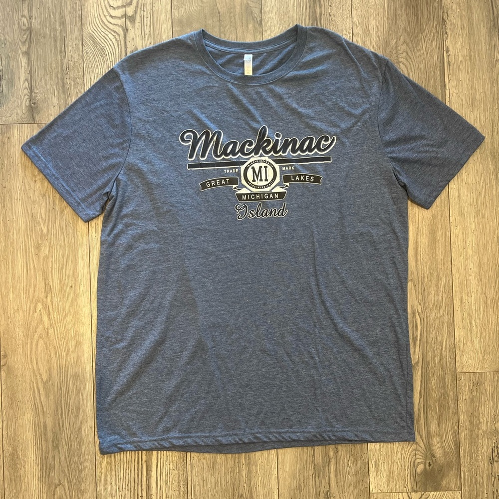 Mackinac Island Unisex Men’s Short Sleeve Crewneck T-Shirt Blue 3XL NWT Michigan